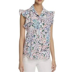 kate spade Daisy Garden Floral Ruffle Sleeve Button-Front Blouse
